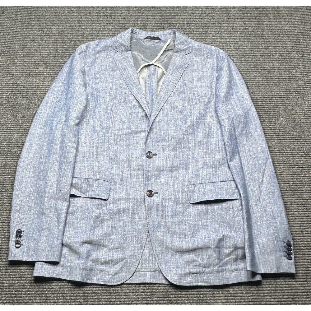 HUGO BOSS Sport Coat Mens 40R Blue Guabello Wool Linen Two Button Blazer